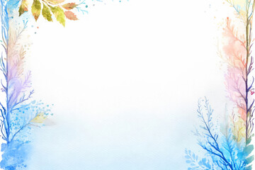 Winter Snowy Watercolor Flowers: Elegant Floral Design with Ample Copy Space for Your Message