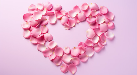 Obraz premium Heart shape made of pink petals,created with Generative AI tecnology.