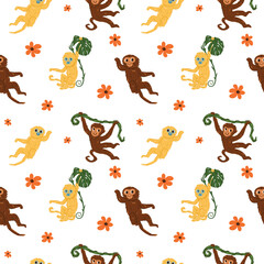 seamless pattern with monkeys