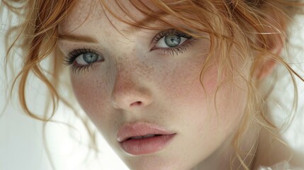 Portrait of a red-haired girl in close-up