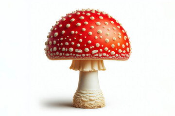 Fly Agaric (Amanita muscaria) Mushroom isolated on solid white background. ai generative