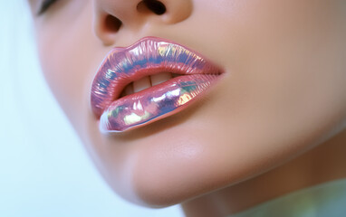 Beauty lips makeup close-up,created with Generative AI tecnology.