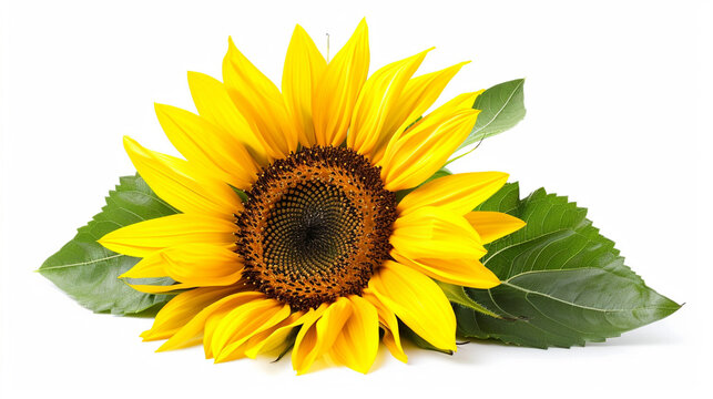 A sunflower on a white background