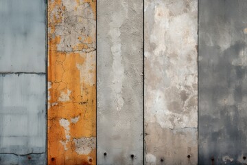 Close-ups of concrete textures featuring industrial or urban backgrounds