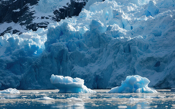 close-up shots of melting ice depict the consequences of rising temperatures.