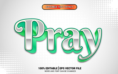 Pray Ramadan green silver 3d text effect