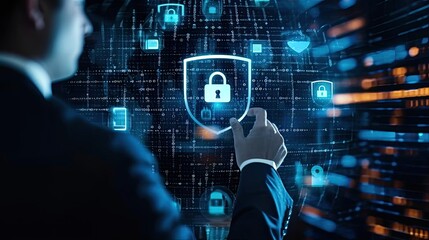 the man behind the icon of cyber secuirty panel hologram