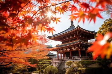 Naklejka premium Beauty architecture Japanese temple 