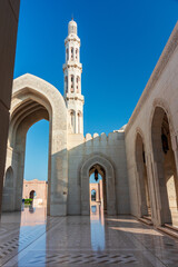 The Sultan Qaboos Grand Mosque minaret in Muscat Oman