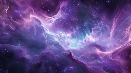 Ethereal Nebula of Lavender Waves on a cosmic canvas.