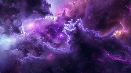 Naklejka na ściany i meble Ethereal Nebula of Lavender Waves on a cosmic canvas.