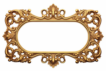 Isolated golden vintage frame on white