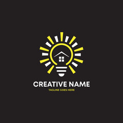 House Of  Lamp Logo Design Isolated In House. Lamp Logo Template. Modern Design. Flat Logo. Vector Illustration