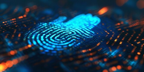 Explore the role of biometric authentication in enhancing cybersecurity measures. - obrazy, fototapety, plakaty