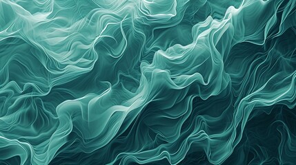 Obraz premium Fluid Dynamics Symphony with a teal wavy abstract background.