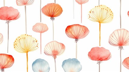 Watercolor dandelions wallpaper. Cute design, pastel colour, Watercolor paper textured illustration for design, vintage card, templates, retro cards, banners.