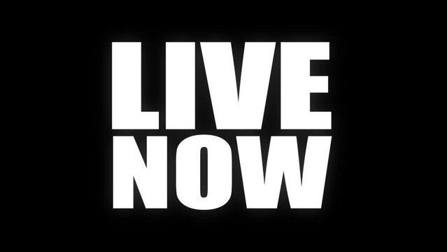 LIVE NOW lettering - stroke text reveals animation changing colors on black background