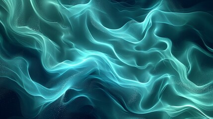 Obraz premium Fluid Dynamics Symphony with a teal wavy abstract background.