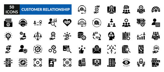 Customer Relationship glyph icon collection set