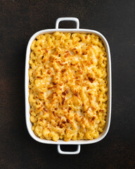 Mac and cheese, traditional american food, top view