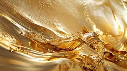Liquid Gold Elegance with abstract waves in a surreal display.