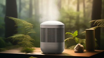 Air purifier in the forest for advertising - obrazy, fototapety, plakaty