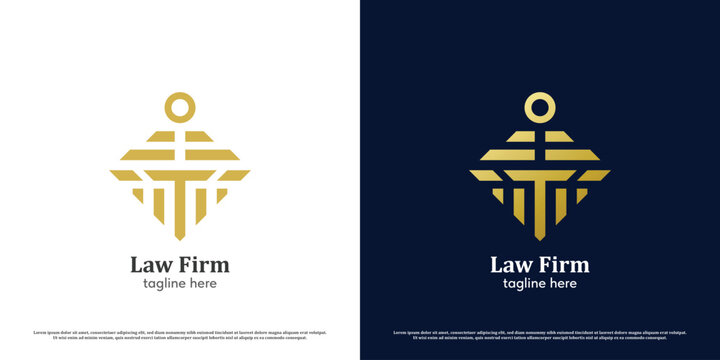 Bold judgment logo design illustration. Form of scales of justice judicial government court judge prosecutor lawyer. Simple geometric balance capital business letter T icon symbol ancient greek.