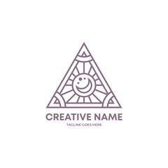 Abstract Geometric Triangle shape Moon star and sun concept logo. Geometric logo. triangle logo, Geometric Eye logo.