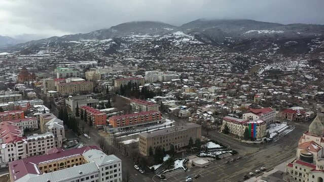 Snow images of the city of Khankendi, Republic of Azerbaijan