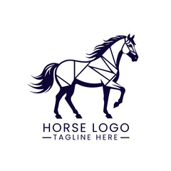 geometric horses logo design template vector