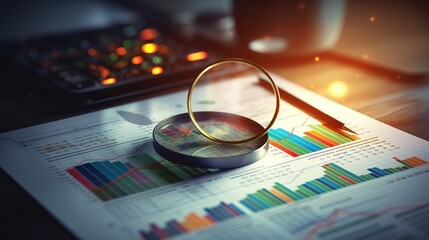 3d Business growth chart. Global financial charts on abstract business background