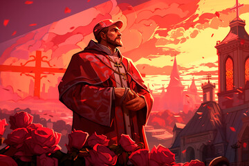 Fototapeta premium Valentine's day illustration, banner, greeting card. Mockup for Valentine's Day February 14th.