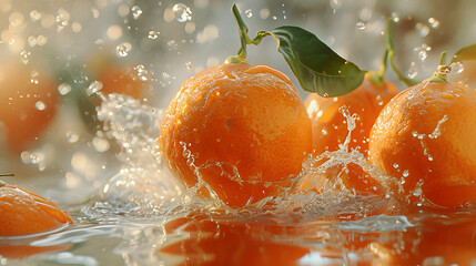 Tangerine in water - obrazy, fototapety, plakaty