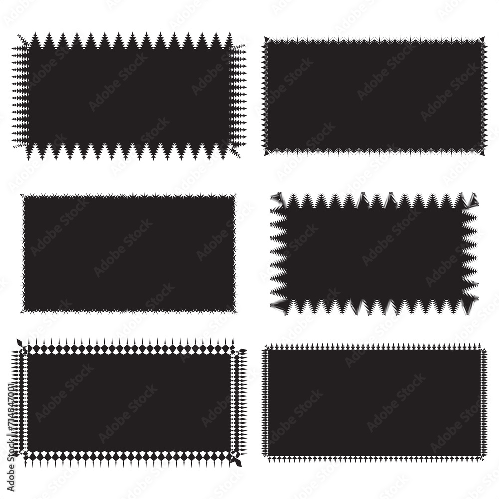 Poster zigzag edge rectangle frame icon set. wavy edge rectangle shapes.1234