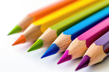 Fototapeta premium Color pencils on white background