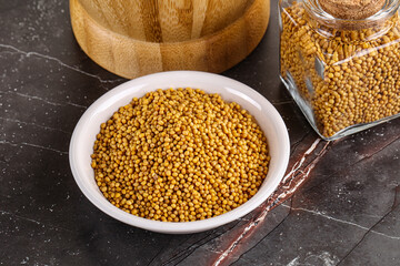 Mustard dry seeds in the bowl