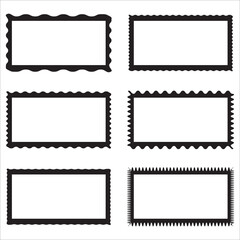 Zigzag Edge Hollow Rectangle Stroke Shapes set. 1234