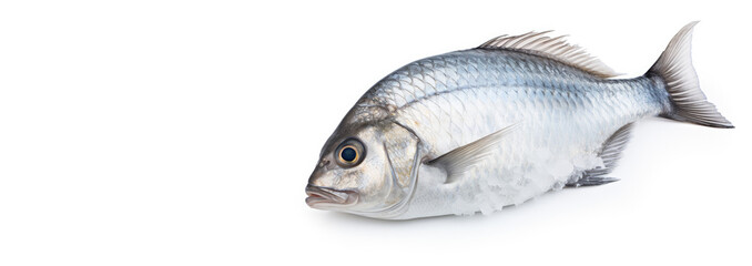 Obraz premium Frozen dorado fish on a white background.