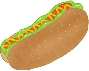 hot dog with ketchup and fresh vegetables 