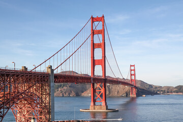 The Golden Gate Bridge is landmark and famous building in San Francisco, California, USA