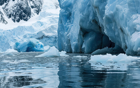 close-up shots of melting ice depict the consequences of rising temperatures.