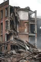 Fototapeta na wymiar Destroyed industrial building 