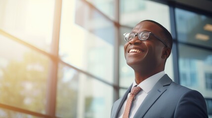 Fototapeta premium African middle age business man looking at the window 