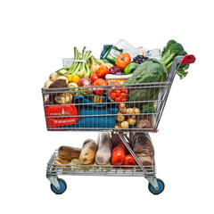 A Grocery Store Trolley.. Isolated on a Transparent Background. Cutout PNG.