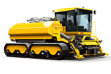 Obraz premium Asphalt spreading paving machine isolated on white. Illustration, road technology.