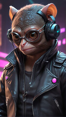 Tarsier Synthwave Serenity Down Under by Alex Petruk AI GENERATED