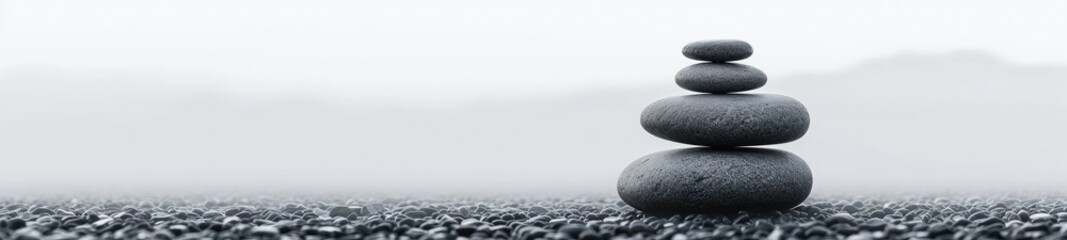 Obraz na płótnie Canvas Perfectly stacked stones in a tranquil Zen garden