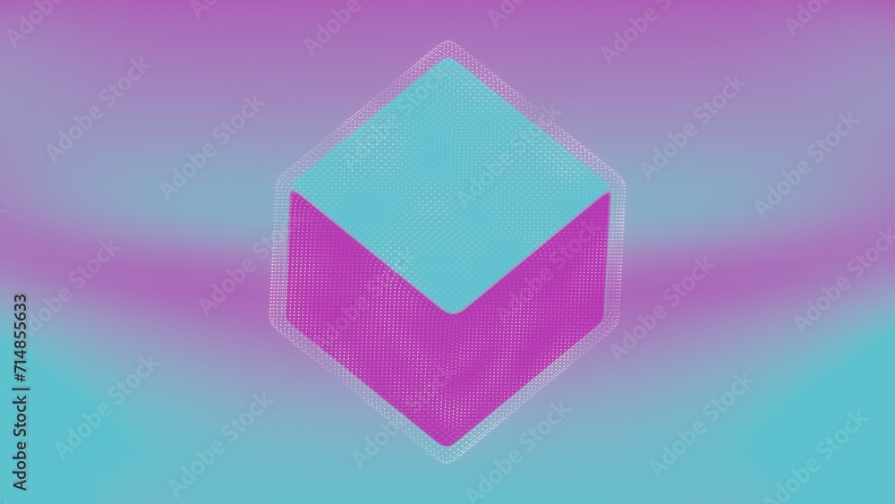Aufkleber the cube, with its holographic texture, appears to float and rotate, showcasing its various faces in