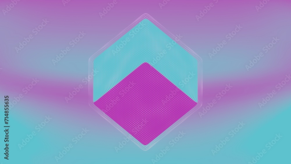 Poster the cube, with its holographic texture, appears to float and rotate, showcasing its various faces in