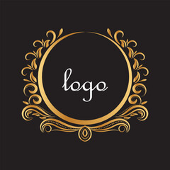 Beautiful circular golden floral frame design